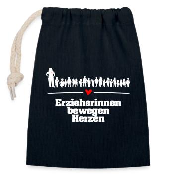 Erzieherinnen bewegen Herzen - Verschließbarer Geschenkbeutel aus Baumwolle (14x20cm) - Navy - Vorne