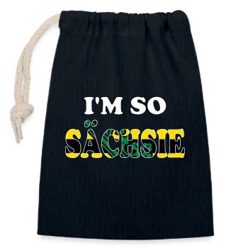 Je suis tellement Sächsie lustiger Sachsenspruch - Sac cadeau en coton avec cordon (14 x 20 cm) - bleu marine - Devant