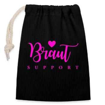 Bride Support - Closable cotton gift bag (14x20cm) - black - Front