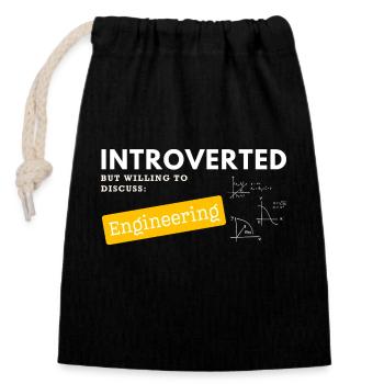 Introverted but willing to Discuss Engineering - Verschließbarer Geschenkbeutel aus Baumwolle (14x20cm) - Schwarz - Vorne