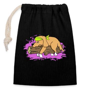 Lazy Dog - Closable cotton gift bag (14x20cm) - black - Front
