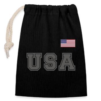 TEAM USA amerikanische Flagge Fahne über Schrift - Verschließbarer Geschenkbeutel aus Baumwolle (14x20cm) - Schwarz - Vorne