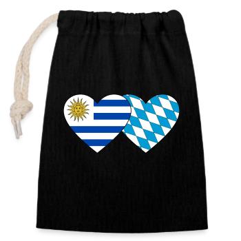 Uruguay Bavaria Flag Heart - Closable cotton gift bag (14x20cm) - black - Front