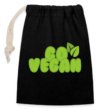 Go Vegan - Verschließbarer Geschenkbeutel aus Baumwolle (14x20cm) - Schwarz - Vorne