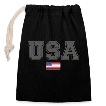 TEAM USA amerikanische Flagge Fahne unter Schrift - Verschließbarer Geschenkbeutel aus Baumwolle (14x20cm) - Schwarz - Vorne