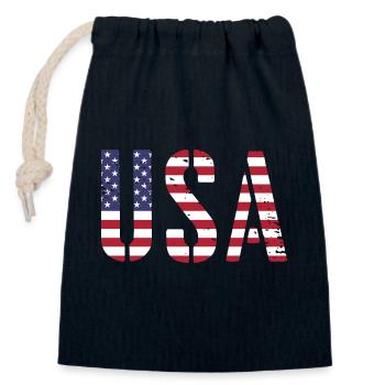 Les États-Unis aux couleurs du drapeau américain drapeau - Sac cadeau en coton avec cordon (14 x 20 cm) - bleu marine - Devant