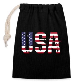 Les États-Unis aux couleurs du drapeau américain drapeau - Sac cadeau en coton avec cordon (14 x 20 cm) - noir - Devant