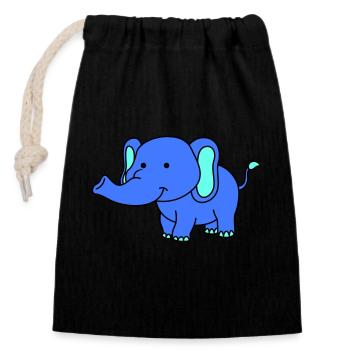 éléphant - Sac cadeau en coton avec cordon (14 x 20 cm) - noir - Devant