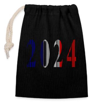 2024 Blue White Red - Closable cotton gift bag (14x20cm) - black - Front