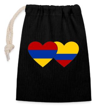 Armenia Colombia Flag Heart - Closable cotton gift bag (14x20cm) - black - Front