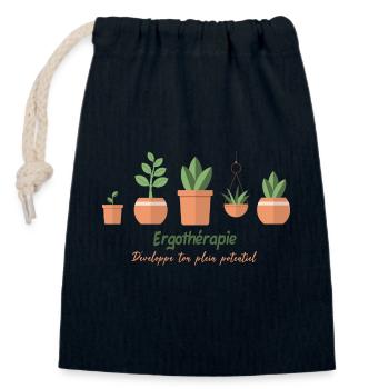 Ergothérapie: Développe ton plein potentiel - Sac cadeau en coton avec cordon (14 x 20 cm) - bleu marine - Devant