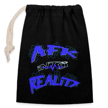 AFK dans la réalité Gamer - Sac cadeau en coton avec cordon (14 x 20 cm) - noir - Devant