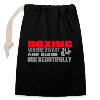 Boxing - where sweat and blood mix beautifully - Closable cotton gift bag (14x20cm) - black - Front