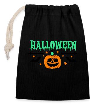 Halloween - Sac cadeau en coton avec cordon (14 x 20 cm) - noir - Devant