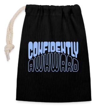 Confidently awkward in blue - Closable cotton gift bag (14x20cm) - black - Front