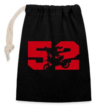 Moto 52 motard - Sac cadeau en coton avec cordon (14 x 20 cm) - noir - Devant
