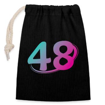 Number 48 multicolor - Closable cotton gift bag (14x20cm) - black - Front