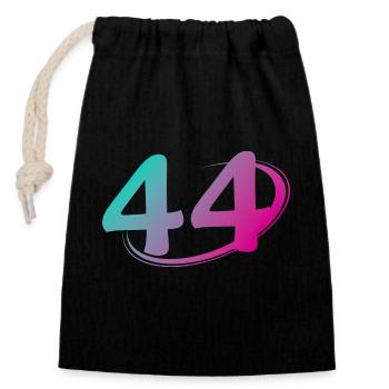 Number 44 multicolor - Closable cotton gift bag (14x20cm) - black - Front