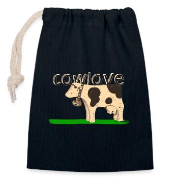 amour de vache | Amour de vache | 350 ppp - Sac cadeau en coton avec cordon (14 x 20 cm) - bleu marine - Devant