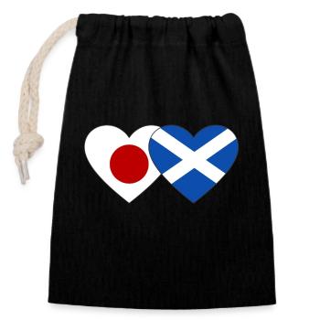 Japan Scotland Flag Heart - Closable cotton gift bag (14x20cm) - black - Front