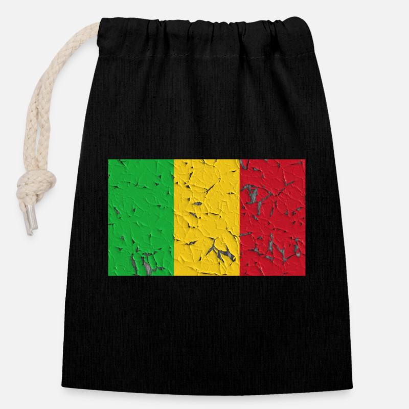 Mali - Sac cadeau en coton avec cordon (14 x 20 cm) - noir