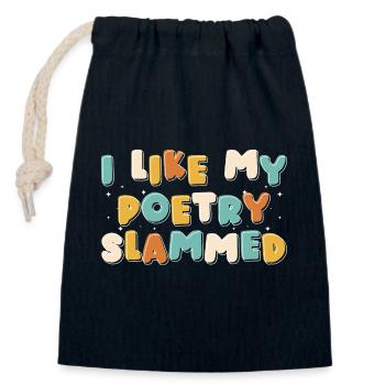 Poetry Author Pen - Closable cotton gift bag (14x20cm) - navy - Front