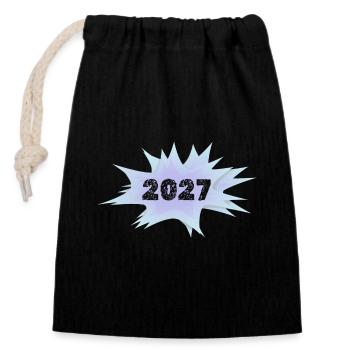 2027 - Sac cadeau en coton avec cordon (14 x 20 cm) - noir - Devant