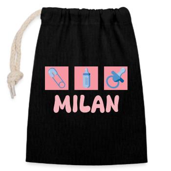 Pacifier Milan - Closable cotton gift bag (14x20cm) - black - Front
