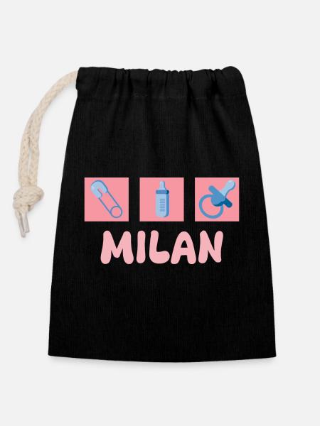 Schnuller Milan - Verschließbarer Geschenkbeutel aus Baumwolle (14x20cm) - Schwarz