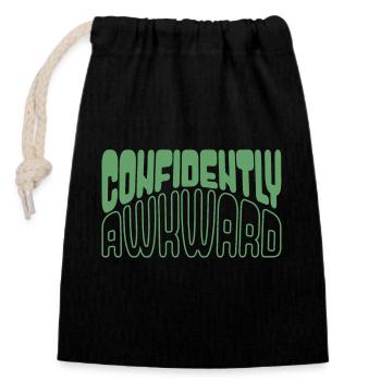 Confidently awkward in green - Closable cotton gift bag (14x20cm) - black - Front