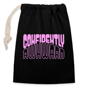 Confidently awkward in pink - Closable cotton gift bag (14x20cm) - black - Front