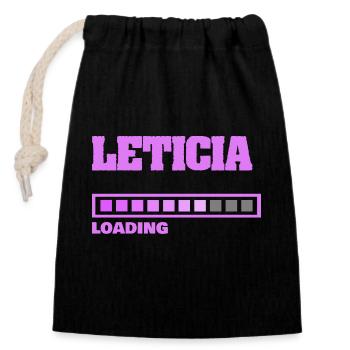Leticia - Sac cadeau en coton avec cordon (14 x 20 cm) - noir - Devant