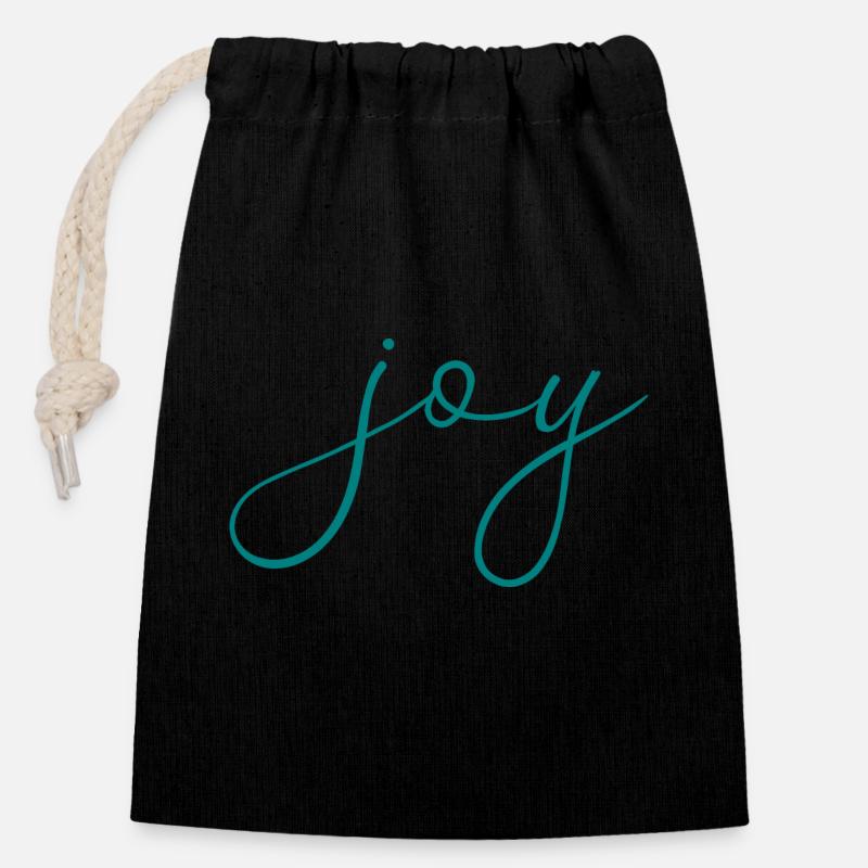 joie - Sac cadeau en coton avec cordon (14 x 20 cm) - noir