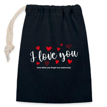 T-shirt Je T'aime / I Love You / Te Quiero 22 - Sac cadeau en coton avec cordon (14 x 20 cm) - bleu marine - Devant