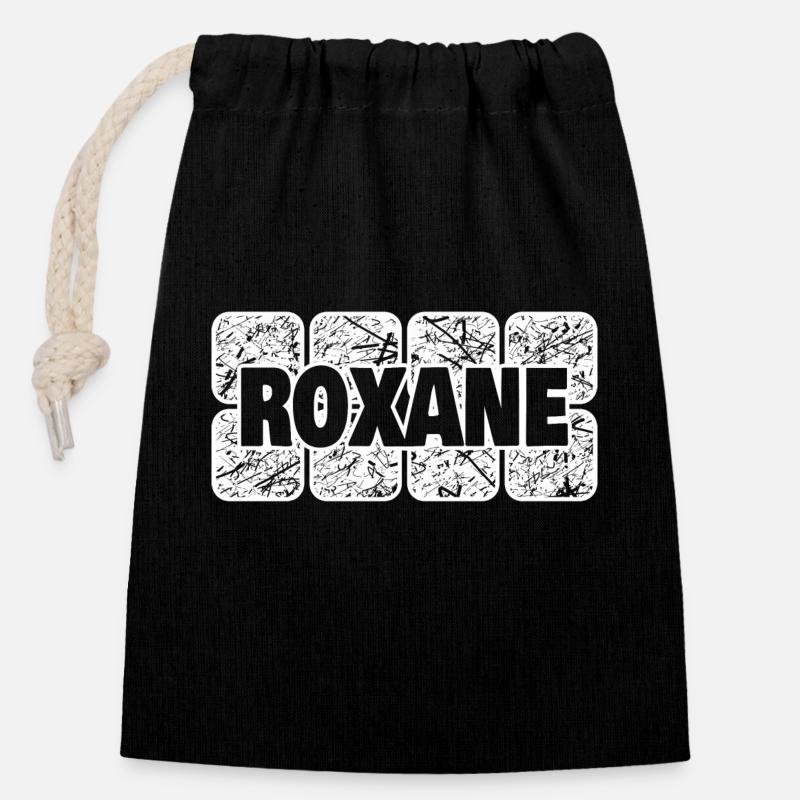 Roxane - Sac cadeau en coton avec cordon (14 x 20 cm) - noir
