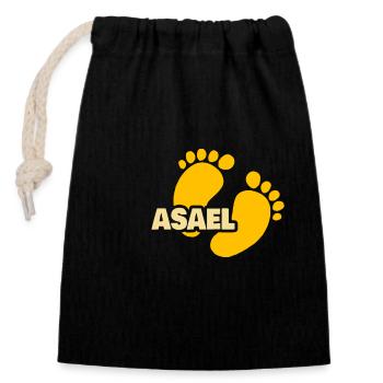 Gift for Asael - Closable cotton gift bag (14x20cm) - black - Front