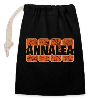 First name Annalea - Closable cotton gift bag (14x20cm) - black - Front