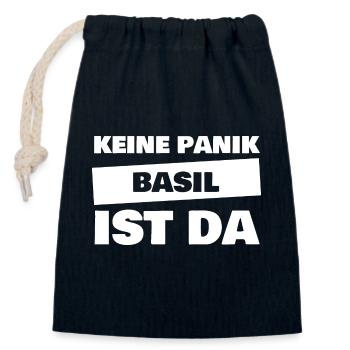 Geschenk für Basil - Verschließbarer Geschenkbeutel aus Baumwolle (14x20cm) - Navy - Vorne