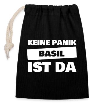 Cadeau pour le basilic - Sac cadeau en coton avec cordon (14 x 20 cm) - noir - Devant