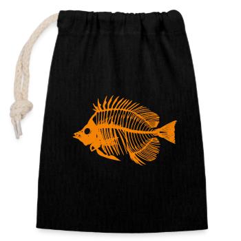 Fisch Orange - Verschließbarer Geschenkbeutel aus Baumwolle (14x20cm) - Schwarz - Vorne