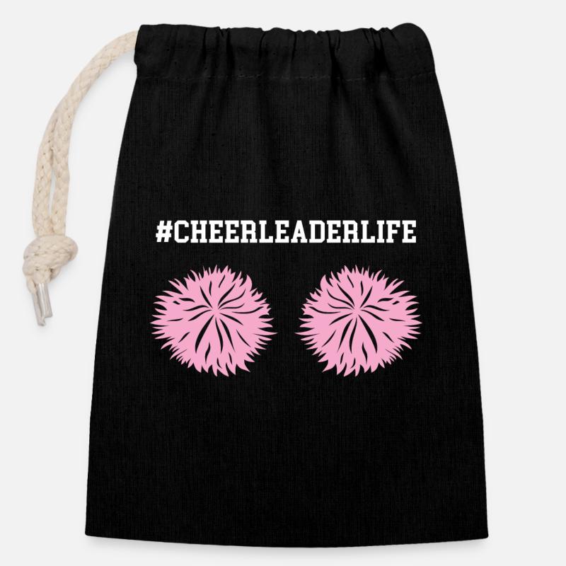 Cheerleaderlife Anfeuern Cheerleader Pompons - Verschließbarer Geschenkbeutel aus Baumwolle (14x20cm) - Schwarz