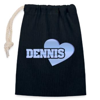 Dennis as gold - Closable cotton gift bag (14x20cm) - navy - Front