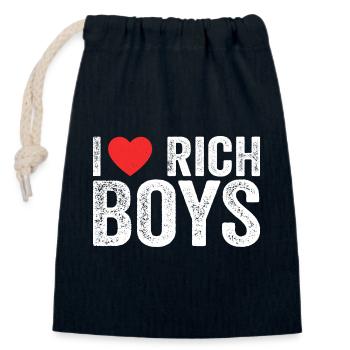 I Love Rich Boys Tees I Heart Rich Boys Funny - Sac cadeau en coton avec cordon (14 x 20 cm) - bleu marine - Devant