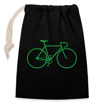 Fixie bike green - Verschließbarer Geschenkbeutel aus Baumwolle (14x20cm) - Schwarz - Vorne