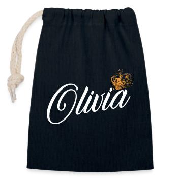 Olivia Name for Women Kids Toddlers - Olivia - Closable cotton gift bag (14x20cm) - navy - Front