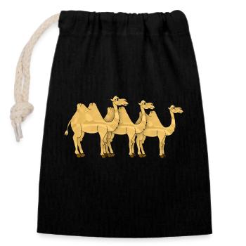 Chameaux - Sac cadeau en coton avec cordon (14 x 20 cm) - noir - Devant