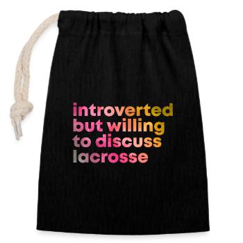 Lacrosse - Closable cotton gift bag (14x20cm) - black - Front