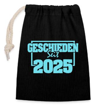 Single 2025 - Closable cotton gift bag (14x20cm) - black - Front