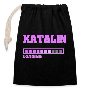 Bébé Katalin - Sac cadeau en coton avec cordon (14 x 20 cm) - noir - Devant