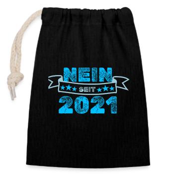 Nein 2021 - Verschließbarer Geschenkbeutel aus Baumwolle (14x20cm) - Schwarz - Vorne